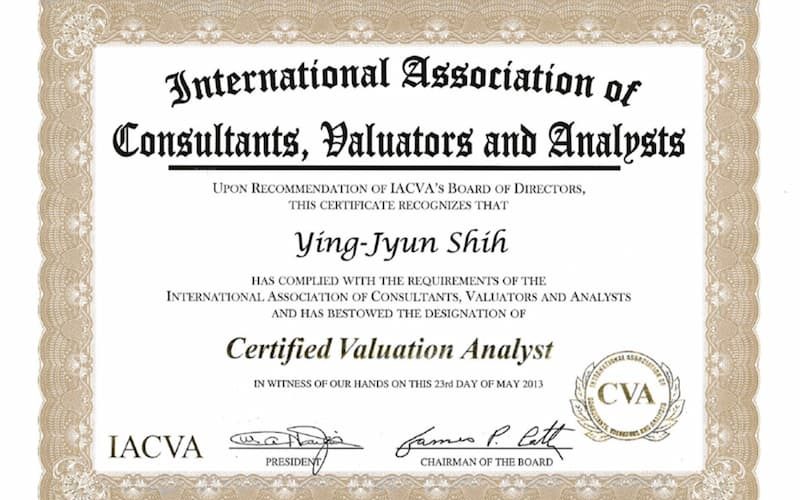 IACVA 無形資產國際鑑價師證書